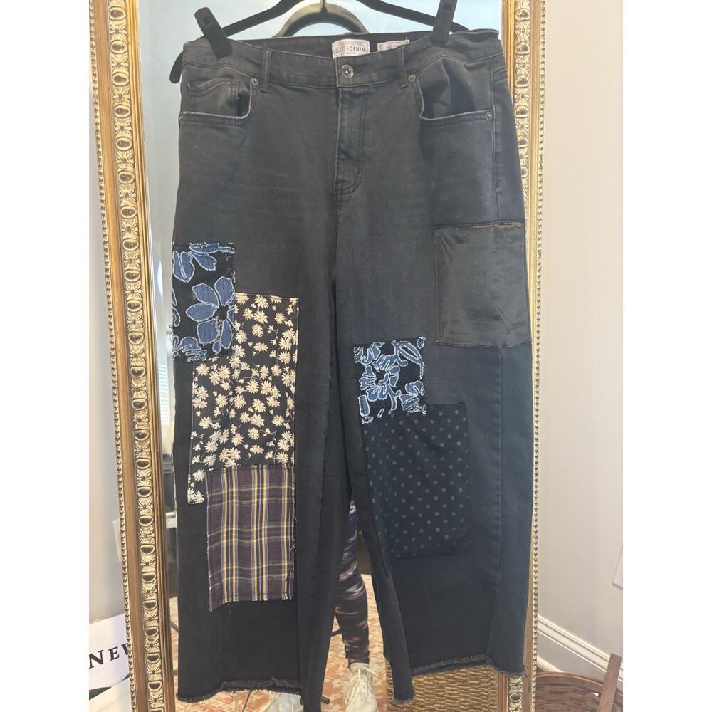 LOGO By Lori Goldstein Limited Edition Patchwork Denim Wide Leg Jeans, 12P